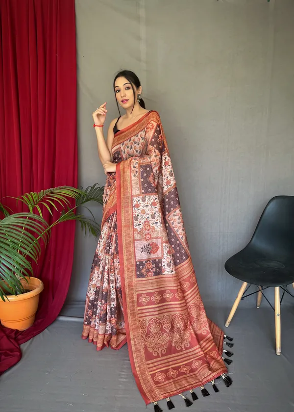 Light_Brown_Kashmiri_Digital_Printed_Cotton_Silk_Saree_With_Blouse_Piece_Attached